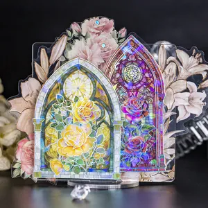 10 unids/pack de pegatinas fuera de la ventana serie de fragancias de flores cuaderno temático de ventana de vidrio europeo en 6 opciones - Product Image 1