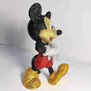 Nueva moda Stick Rhinestone dibujos animados Mickey pasta cristal diamante estatua resina artesanía escultura hogar galería Decoración - Product Image 3