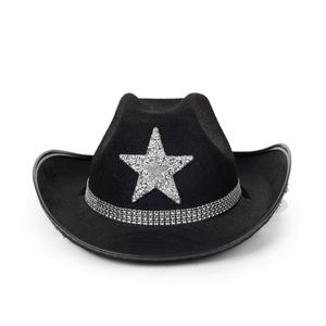 Chapeaux de cowgirl style western avec strass étoile, personnalisables avec logo, pour Halloween, mariée, ou cowboy, avec corde - Product Image 3