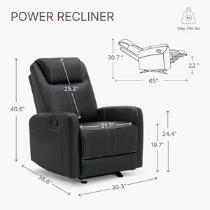 <span class=keywords><strong>Sillón</strong></span> Reclinable Ergonómico Individual para Cine en Casa con Elevación Eléctrica y <span class=keywords><strong>Motor</strong></span> Silencioso, Diseño Moderno con Portavasos, Silla de Cine de Cuero - Product Image 2