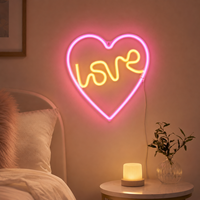 Letrero Luminoso LED de Neón Flexible con Forma de Corazón, Decorativo y Moderno, de Plástico, con Clasificación IP67, Decoración de Pared, Luz Blanca Cálida de 3000K, Lámpara de Neón USB para Dormitorio