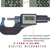 Micromètre numérique externe professionnel ANDUUK, plage de mesure 0-25 mm, précision 0,001 mm, outil de mesure de l'épaisseur en microns