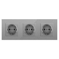 Enchufe de pared estándar de la UE de 228*86mm Triple 16A con Panel de vidrio templado 3 salidas de CA de Alemania para el hogar