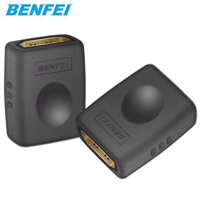 BENFEI New HD MI Female to Female Coupler Extender Adapter Connector Gold Plated, 4K HD MI Coupler, 2 Pack.