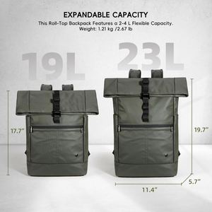 Free Sample High Quality Black <b>Waterproof</b> Laptop <b>Backpacks</b> Computer Bag Minimalist <b>Backpacks</b> <b>Roll</b> <b>Top</b> Rolling <b>Backpack</b> - Product Image 2