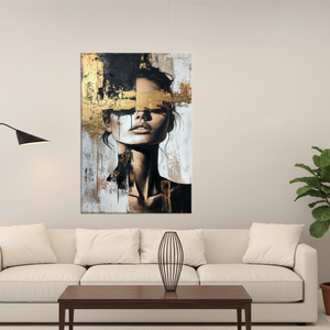 Modern Portrait Canvas Print: Elegant Golden Woman Artwork,<b>WRAPPED</b> CANVAS - Product Image 3