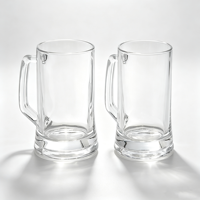 Chope à bière en verre grande capacité avec poignée, base lourde, pour boissons glacées, bière, limonade, logo personnalisé