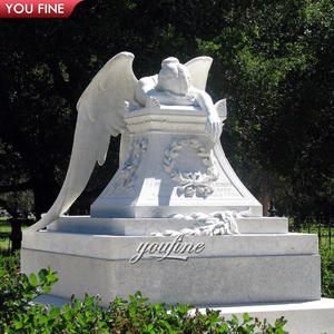 Statue d'ange ailé en <span class=keywords><strong>pierre</strong></span> <span class=keywords><strong>blanche</strong></span> tombée en larmes, <span class=keywords><strong>pierre</strong></span> <span class=keywords><strong>tombale</strong></span> en marbre à vendre - Product Image 3