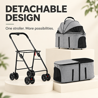 Poussette pliable à double étage pour animaux de compagnie, avec paniers amovibles, fenêtres en maille, imperméable, en aluminium, 4 roues, pour chats et petits chiens