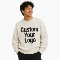 Pull Homme Brodé Personnalisable Effet Craquelé Blanc Givré, Coupe Décontractée, Motif Vintage, Broderie Automne, Fin et Respirant