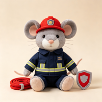Peluche de souris pompier personnalisée avec logo sur mesure, cadeau haut de gamme pour pompiers, poupée souris en peluche douce avec uniforme