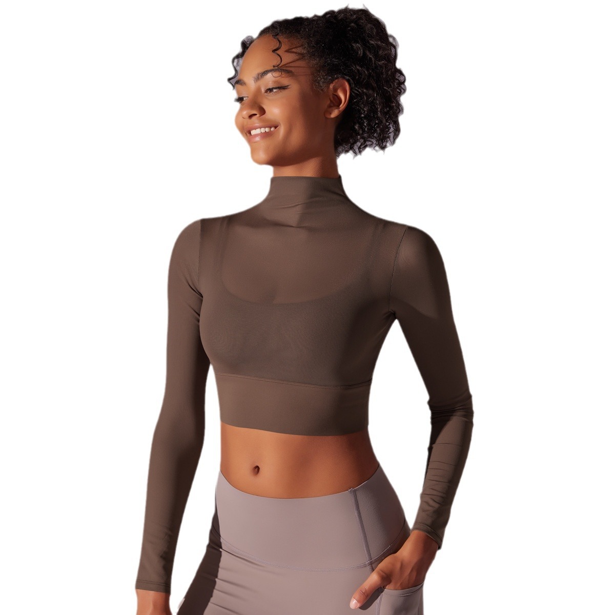 European American Cross-Border Women's Long Sleeve Yoga Top Quick-Drying Sports Bra with One-Piece Cup Fitness Running Clothing