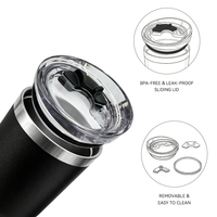 Gobelet isotherme 30 oz avec couvercle coulissant amovible, en acier inoxydable avec revêtement poudré, emballage personnalisé pour les boutiques de cadeaux et la vente au détail