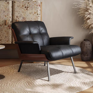 Sillón Reclinable de Cuero Genuino Estilo Italiano, Silla de Salón con Estructura de Madera Maciza, Diseño Vintage - Product Image 4