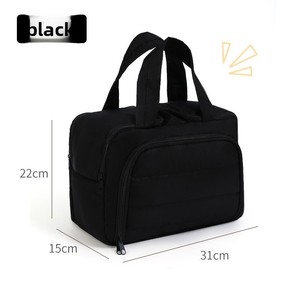 New stylish double opening makeup <b>bag</b>, large capacity, fluffy cosmetic organizer, portable travel <b>toiletry</b> <b>bag</b> - Product Image 6