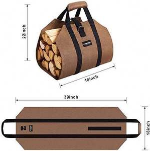 Sac de transport pour bûches en toile cirée de 16 oz, robuste, pour l'extérieur, avec poignées en bois, échantillon gratuit - Product Image 3