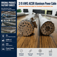 Cable de Alimentación de Aluminio ACSR de 2/0 AWG, Cable Eléctrico de Aluminio, Conductor Desnudo Aéreo, Cable Reforzado con Acero, ASTM B232