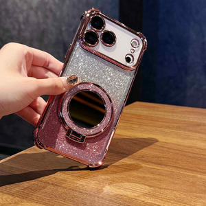 Coque miroir scintillante magnétique avec support pour Iphone 17 Air 16 Pro Max 15 Plus 17 14 13 12 <span class=keywords><strong>11</strong></span> Pro Max Back Cover - Product Image 4