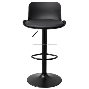 Taburete de Bar Alto Cromado Negro en Oferta, Taburete Giratorio Ajustable con Cojín de Cuero PU <span class=keywords><strong>para</strong></span> Isla de Cocina - Product Image 2