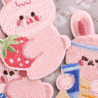 Cartoon Roze Konijn Ontwerp Geborduurde Patches Voor Diy Decoraties Borduurwerk Voor Broek Rok Rugzak Voor Hoed