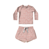 Ensemble de shorts de surf UPF50 + pour garçons en matériaux recyclés personnalisés imprimés soleil chemise taille élastique cordon de serrage