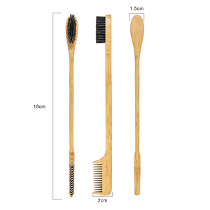 Hot Selling Top Rating <strong>Smooth</strong> Bamboo Comb Double Edge <strong>Brushes</strong> With Boar Bristles Edge Control <strong>Brush</strong> - Product Image 5