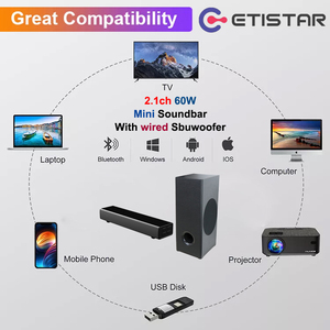 <span class=keywords><strong>2</strong></span>.1CH 60W Mini estilo sistema de cine en casa interfaz óptica Bluetooth Barra de sonido con Subwoofer con cable para TV teatro barra de sonido - Product Image 2