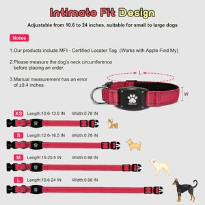 Collier GPS pour chien, anti-perte, rouge, réfléchissant, étanche, en nylon, suivi en temps réel, pour animaux de compagnie, uniquement iOS - Product Image 5