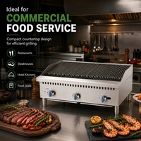 Gril à gaz commercial en acier inoxydable pour comptoir, équipement de cuisson et de grillade pour la restauration, directement de l'usine