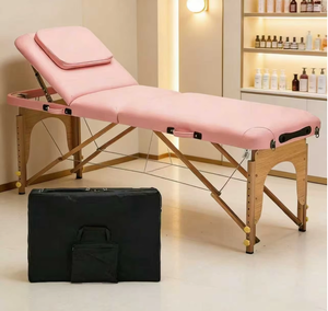 Foldable Massage Table Adjustable Backrest Wooden Frame <b>Portable</b> Therapy <b>Bed</b> for Salon Hotel Clinic - Product Image 5