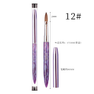 Pinceau à ongles professionnel de haute qualité, manche en bois violet, poils acryliques plissés 100% pur Kolinsky, plat, facile à appliquer, pour poudre de manucure - Product Image 5