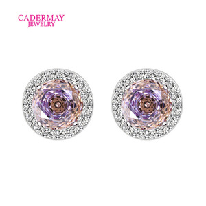 Cadermay Jewelry Set Light Purple Zircon S925 Sterling Silver Earrings Ring Pendant Classic Women's Fine Jewelry - Product Image 4