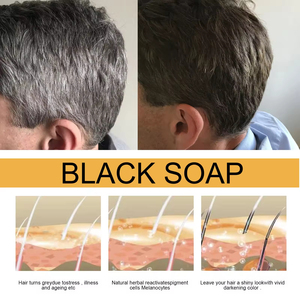 100% naturel bio blanc cheveux <span class=keywords><strong>noir</strong></span> shampooing <span class=keywords><strong>savon</strong></span> 50G motif ovale avec protéine de soie pour restaurer la couleur naturelle gris <span class=keywords><strong>noir</strong></span> cheveux - Product Image 3