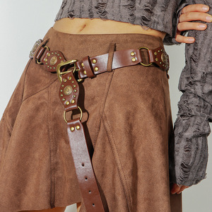 <span class=keywords><strong>Ceinture</strong></span> pour <span class=keywords><strong>femme</strong></span> style rétro <span class=keywords><strong>chic</strong></span> western Y2K avec rivets, boucle à anneau vintage, boucle à ardillon, motif géométrique en alliage, style Amérique du Sud - Product Image 6