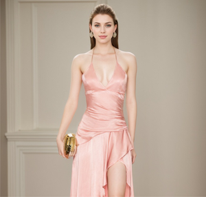 Nuovi Arrivi 2026: Abito <span class=keywords><strong>da</strong></span> Sera di Lusso in Seta con Collo Halter per Donne, Tessuto Morbido per Matrimoni e Occasioni Speciali - Product Image 3