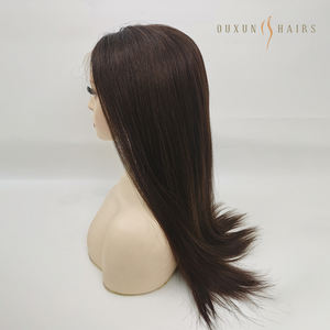 26 "Rubio Europeo Virgen Cabello Encaje Top Pelucas Judías Kosher Sheitel Peluca, Marrón Oscuro Doble Dibujado, Proveedor de Fábrica - Product Image 3