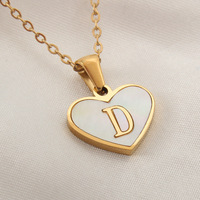 Alfabeto letra inicial corazón colgante collar 2024 oro Acero inoxidable Shell personalizado alfabeto palabra niños collar