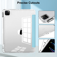 Étui pour tablette en cuir PU hautement transparent et coque arrière rigide en acrylique PC pour iPad Air 13 M4 2026 avec support pour stylet