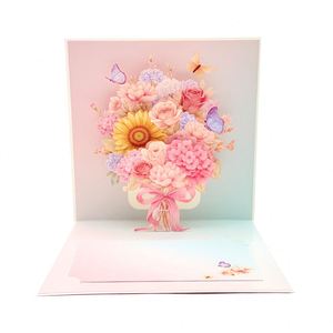 Tarjeta de Felicitación de Cartón Blanco de Alta Gama con Diseño de Corazón de Mariposa en 3D, Estilo Pastoral, Lista para Envío Internacional, para el Día de la Madre - Product Image 1