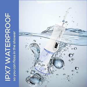 Portátil 5 modos de limpieza 350ML Pantalla OLED Limpieza de dientes Flosser de agua <span class=keywords><strong>Irrigador</strong></span> bucal <span class=keywords><strong>dental</strong></span> inalámbrico con 6 u 8 boquillas - Product Image 5