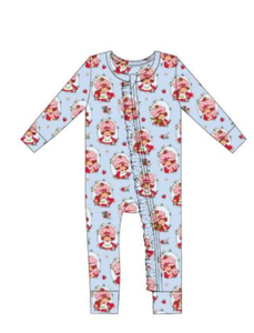 Pyjama personnalisé pour bébé fille, collection automne, motif <span class=keywords><strong>Birdie</strong></span> Bean Strawberry Shortcake, vêtements de boutique pour petites filles - Product Image 2