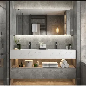 K330 आधुनिक डिजाइन 48 इंच डबल सिंक दीवार लटकाए फ्लोटिंग बाथरूम वैनिटी