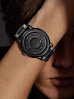 PINTIME Jam Tangan Kuarsa Baja Tahan Karat Tahan Air Minimalis Tren Keren Fashion Pria Konsep Bola Magnetik Desain Baru Asli