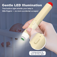 Coupe-ongles électrique pour bébé beige rechargeable, kit de coupe-ongles doux avec 6 têtes de ponçage remplaçables, lumière LED pour bébé