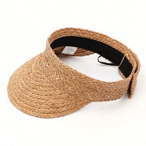 Chapeau de soleil d'été pour femme, style Y2K, en paille de raphia, à visière vide, pour le sport, la course, les voyages et la pêche en extérieur - Product Image 5