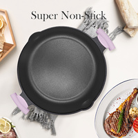 Poêle à frire Sanlang OEM Purple Cookware 32 cm en aluminium moulé, robuste, avec revêtement antiadhésif, pour la cuisine à domicile