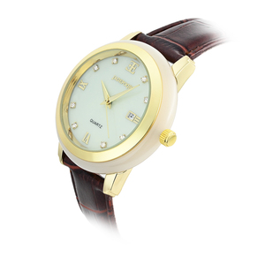Montre à quartz pour hommes et femmes, montre-bracelet étanche 30M, bracelet en cuir PU, affichage de la date, boîtier doré, Reloj de Cuarzo - Product Image 3