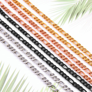 3mm אופנה 1:3 NK שרשרת תכשיטי 18k זהב אמיתי מצופה נירוסטה פיגארו קישור שרשרת שרשרת לגברים נשים - Product Image 5