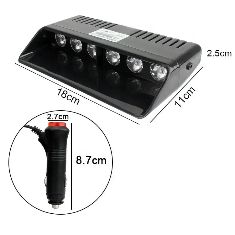 Feux d'urgence de voiture 12V LED Avertissement de pare-brise Éclairage stroboscopique Auto Dash Strobe Signal Lamps