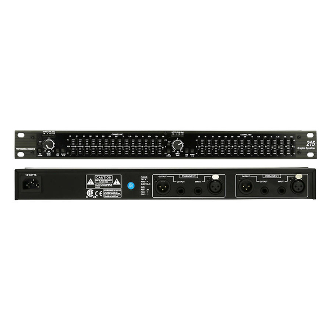 Professional Digital 15 Band Graphic Audio Stereo Equalizer Model 215 with Metal Construction and Universal Voltage